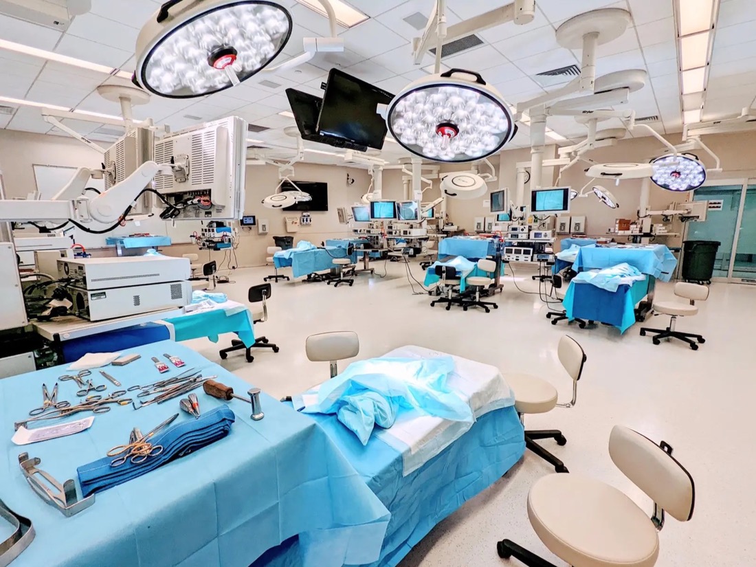 Advanced surgical simulation theater used for hands-on clinical training